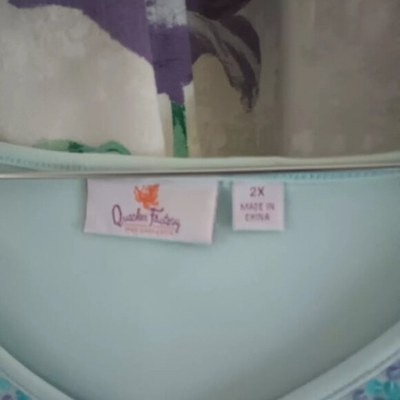 Quacker Factory Plus 2x Blue Sequined Top 22/24W - Picture 4 of 4